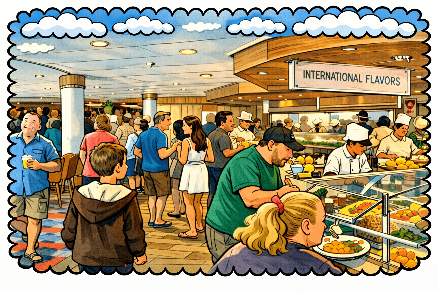 Wie sichere ich meinen Platz im Buffet, wenn ich mir Nachschlag hole?